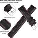 Ritche Christmas Gift Quick Release Leather Watch Bands Genuine Leather Watch Strap for Samsung Galaxy Watch 6 Band Classic 43mm 47mm 40mm 44mm 18mm, 20mm or 22mm for Men and Women, White Elephant Gifts, Stocking Stuffers for Men (Black/ Red Stiching/ Silver)