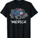 Merica Pitbull Pit American USA 4th Of July Fourth Dog Women T-Shirt (Small, Black)