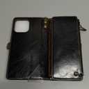 Defencase Compatible with iPhone 16 Pro Max Case Wallet with RFID Blocking Card Holder for Woman Men, PU Leather Magnetic Snap Flip Zipper Strap Wallet Phone Case for iPhone 16 Pro Max 6.9", Coffee