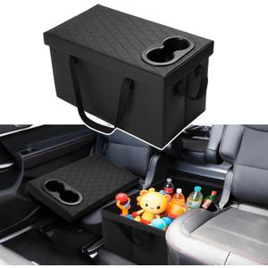 Shademax Custom for Ford Explorer Seat Organizer with Cup Holders Car Backseat Organizer for Ford Explorer 2020-2025 2026 Accessories Console Organizer for Kids Toys, Baby Supplies, Travel Dog Toys