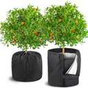 UNIFAMILY 2Pack Plant Pot Covers for Pot Insulation with Drawstring and Zipper, Winter Plant Covers Freeze Protection or Flower Pot, Plants Frost Protect Bags for Keeping Warm(Black-M-17.7x19.6 in)