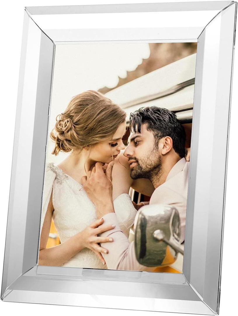 5x7 Crystal Picture Frame - Exquisite Crystal Photo Frame for Tabletop/Desktop Display, Vertical Orientation