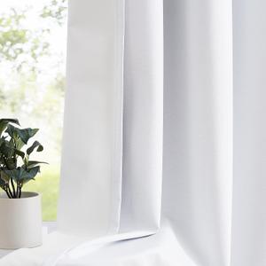 White Blackout Curtains for Bedroom Living Room 52 x 88 Inch Drop Linen Look Blackout Curtain Set with White Coating Solid Thermal Insulated Energy Saving Eyelet Curtain Drapes 2 Panels
