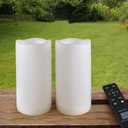Pack of 2 White 3x6" LED Pillar Candles Outdoor IP65 Waterproof - Pillar Candles Battery Powered with Timer and Remote - Battery Operated Unscented Outdoor Flameless Candles Flickering