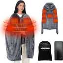 Heating Blanket with 20000mAh 22.2W Power Bank, 71''x 43'' Large Size for Big Man, 3 Heating Levels Portable Battery-Powered Blanket Shawl for Outdoors, 11 Quick Heating Zones Blanket/1-6H Timer