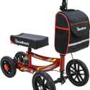 Knee Scooter, 300lbs Capacity, 13" Big PU Seat, Disc Brake Knee Walker, All Terrain Foldable Knee Scooter Walker with Bag for Foot Injuries Compact Crutches Alternative (Burgundy)