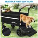 Dog Wagon for Medium & Large Dogs, Foldable All-Terrain Dog Stroller Wagon with Ramp, Adjustable Handle, One-Step Brake, Heavy Duty Pet Wagon (Black)