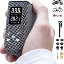 Mini Bike Pump, Portable Bicycle Pump with Pressure Gauge, Auto Stop Rechargable Electric Bike Pump for Road Bike, Mountain Bike, Motorcycle and Ball