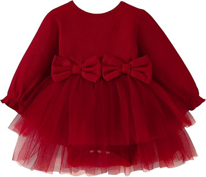 Newborn Baby Girl Romper Dress Ruffle Short Sleeve Solid Casual Tulle Dresses Baby Girl Clothes for Girls 18-24Months