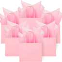 DjinnGlory 24 Pack Mini Tiny Small Pink Paper Gift Bags with Handles 6x5x2.5 Inch and 24 Tissue Paper for Wedding Baby Shower Princess Birthday Party Favors Goodies