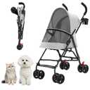 Cat Stroller Foldable Lightweight for Small Dogs Cats 0-15 lbs,Gray