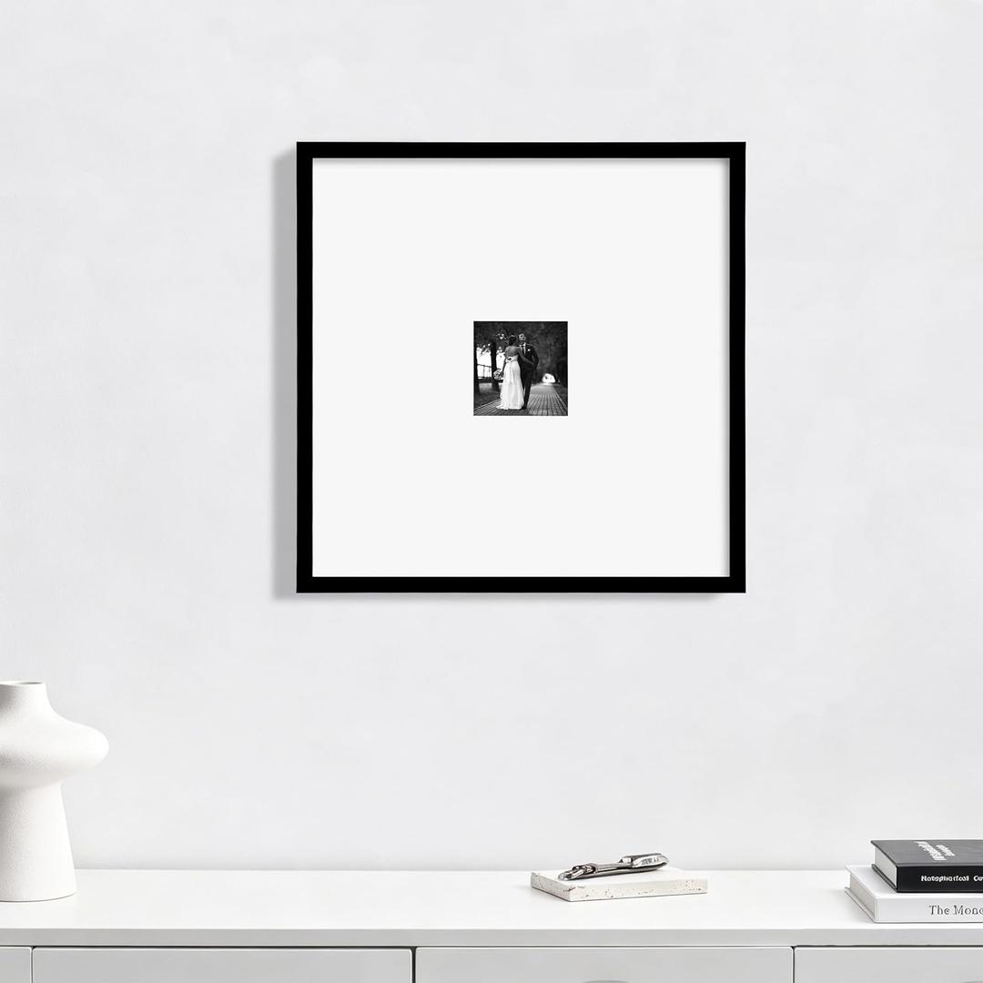 eletecpro 16x16 Picture Frame Set of 6, Display 4x4 with Mat, Black