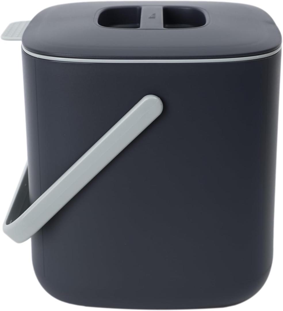 Blue Ginkgo Kitchen Compost Bin [2.6L / 0.69 GAL] – Filter-Free, Odor-Tight Countertop Food Waste Pail with Handle (Made in Korea, Gray)
