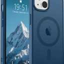 SUPFINE Magnetic for iPhone 14 Case & iPhone 13 Case (Compatible with MagSafe) (Military Grade Drop Protection) Translucent Matte Shockproof Phone Cover,Deep Blue