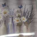 Daisy Flower Canvas Wall Art Navy Blue White Bathroom Decor Daisy Lavender Butterfly Prints Floral Picture Rustic Farmhouse Framed Artwork 16x20inch