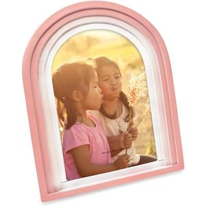 Isaac Jacobs 4x6 Vertical Pink Arc Resin Picture Frame with Gradient Design, Decorative Photo Frame, Tabletop & Wall Display, Hanging Display & Home Decor (4x6 Vertical, Pink)