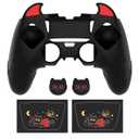 PlayVital for PS5 Edge Controller Skin | Demon Black Silicone Cover with Touchpad Sticker & Thumb Grip Caps | Cute Protecter Case Accessories