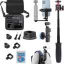 PellKing 7 in 1 Accessories Kit for OSMO Pocket 3, Including Hard Shell case, Magnetic Mount, Desktop Base Mount, 3 in 1 Selfie Stick, Mobile Phone Holder, Screen Protector, Backpack Clip, and Other