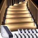 ROSHWEY Solar Stair Lights Outdoor Waterproof, 12 Pack Solar Powered Step Lights for Outside, Triangle Deck Step Light, Outdoor Decor Lighting for Front Porch, Backyard, Patio, Cool White