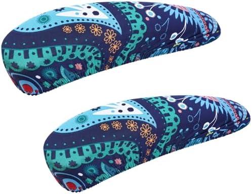 Smiry Stretch Printed Office Chair Armrest Covers, 1 Pcs Soft Fit Removable Washable Computer Desk Chair Arm Covers Protector, Blue Green