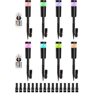 5W RGBW Low Voltage Landscape Pathway Lights with Connectors 12V Outdoor Color Changing Landscape Lighting LED Bollard Path Lights Wired Waterproof Walkway Light for Garden Yard (8Pack) (RGB + Warm White)