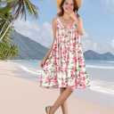 YESNO Summer Dresses for Women Casual Boho Floral Sundresses Sleeveless Scoop Neck Beach Tank Dresses EVS (M)