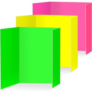 Neon Trifold Poster Board, Small Size 16 x 24 Inches, Corrugated, 3 Pack Lightweight Tabletop Display Boards for Kids School Projects, Tabletop Science Fair & Classroom Activities(16 x 24 Inches)