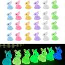 Easter mini Resin Rabbits with 6 Colors of Luminous Rabbits in The Dark Fairy Accessories, DIY Crafts That Glow in The Dark Statues Easter Egg Filling Party(60pcS)