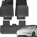 3PCS All Weather TPE Floor Mats for Tesla Model Y Juniper 2025 2026 Front and Rear Waterproof Non-Slip Foot Protector Mats for Model Y Juniper Interior Accessories