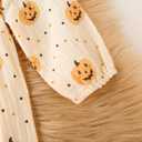 Newborn Baby Girl Halloween Outfit Ruffle Long Sleeve Pumpkin Romper Jumpsuit With Headband Bodysuit Overalls Clothes (0-3 Months, Apricot 3)