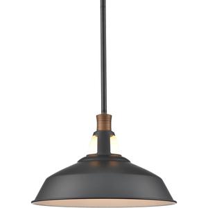 CLAXY Rod Pendant Light Black Barn Farmhouse Pendant Lighting Dimmable Kitchen Hanging Pendant Light Fixture-15.3"