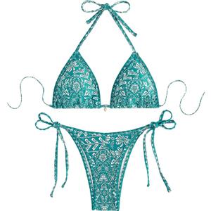 SOLY HUX Women's Halter Bikini Sets Floral Print Sexy Swimsuits 2 Piece Triangle Bathing Suits, LA