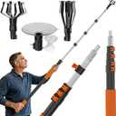 Buyplus 26FT Reach Light Bulb Changer for High Ceilings with 5-20FT Telescopic Extension Pole, Easy Flip-Tab Lock Bulb Changing Pole Extension with Basket and Suction Cup for Recessed Lights