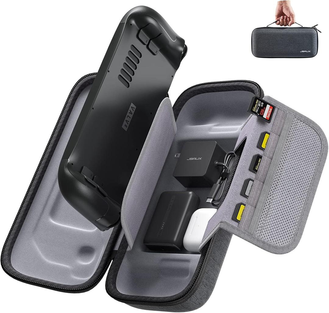 JSAUX Carrying Case Compatible with Steam Deck (OLED), Protective Hard Shell Bag Built-in Charger Storage, Portable Travel Carrying Case for Steam Deck Console & Accessories - BG0102
