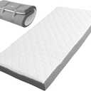 EMOOR Japanese Futon Mattress Roll-Type Relax-2 Small-Twin, High-Resilience Removable & Washable Cover Guest use Tatami Floor Sleeping Space-Saving Minimalist (Grey)