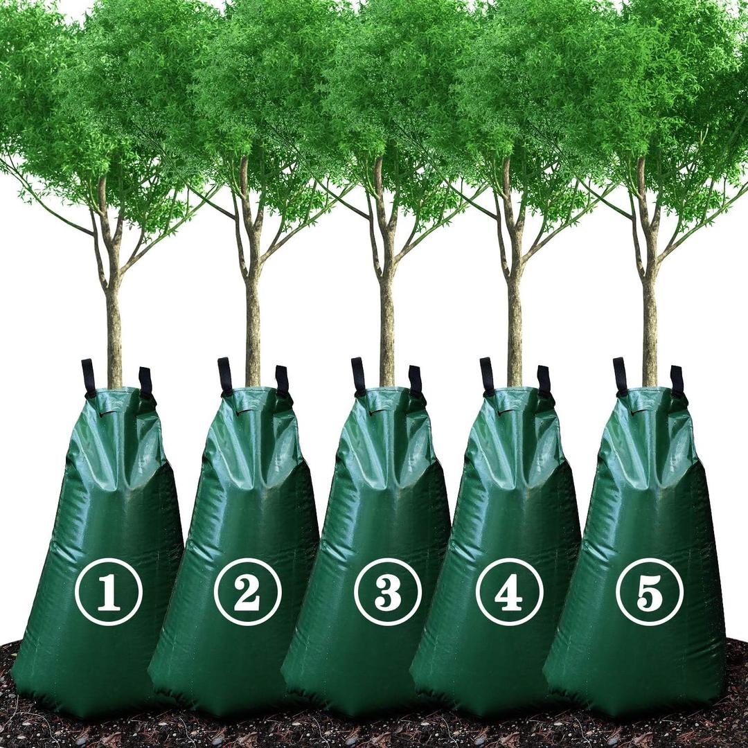 20 Gallon Tree Watering Bags, Reusable, Heavy Duty, Slow Release Water Bags for Trees, Premium PVC Tree Drip Irrigation Bags 5 Pack
