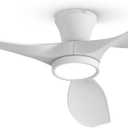 TALOYA 52 inch Ceiling Fans with Lights Remote Control, Modern Low Profile Ceiling Fan with Quiet Reversible DC Motor for Bedroom Living Room and Patio White