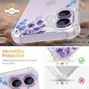 for iPhone 17 Case,[3 in 1] with Screen Protector & Camera Lens Protector, Flower Pattern Design,Clear Soft Shockproof Slim Floral Phone Cover for Women Girls 2025 6.3" (Lavender/Purple)