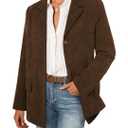 Belle Poque Women's Winter Corduroy Blazer Jackets Fall Notched Lapel Long Sleeve Boyfriend Work Office Jacket Coats, XL
