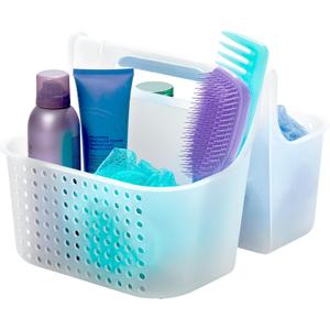 madesmart Large Portable Shower Caddy, Hold Soap, Shampoo, Hair Supplies and Beauty Products, Cleaning Supplies Organizer for Home, Dorm, Plastic Shower Tote, Soft Handle, Blue