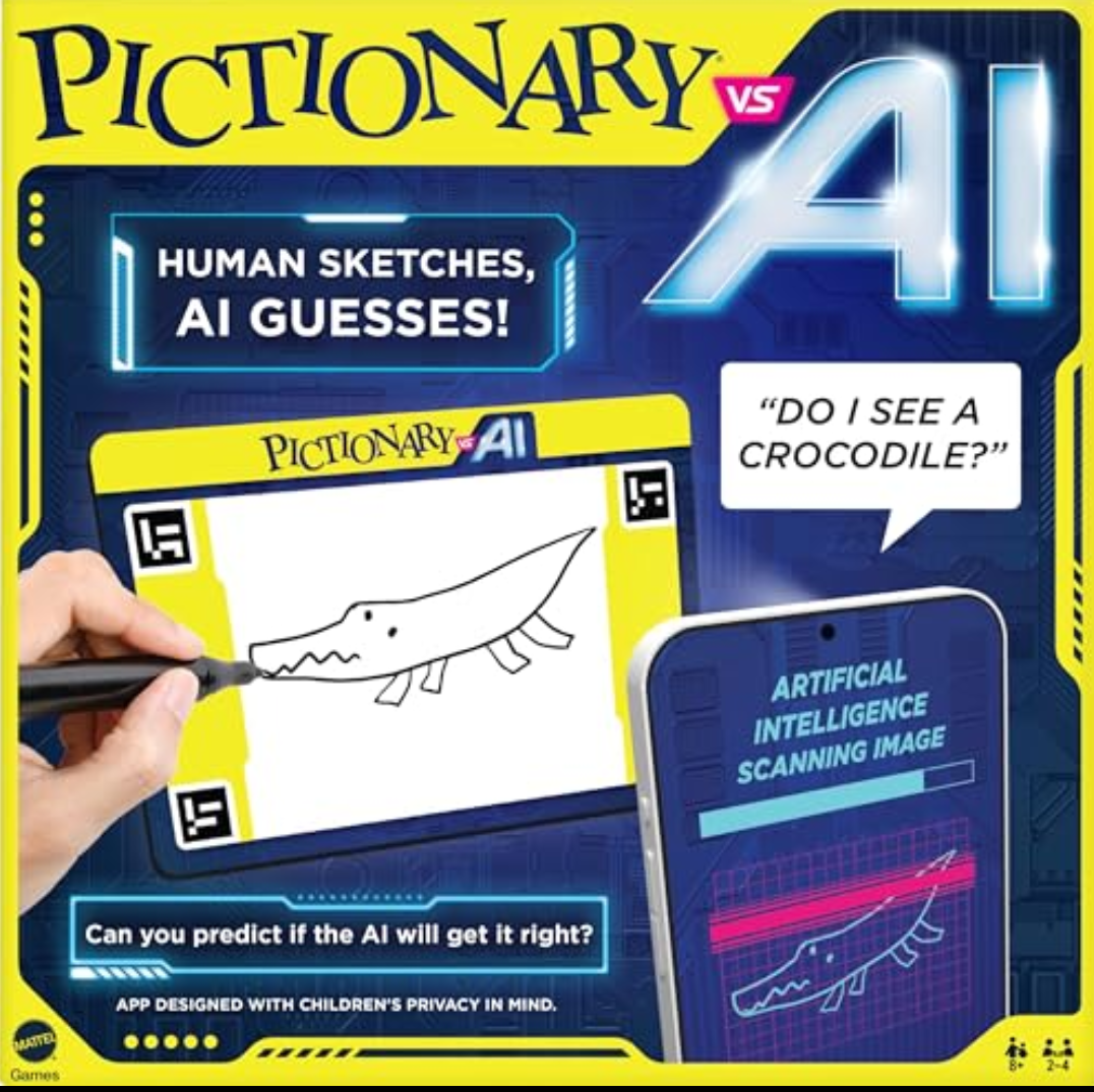 Mattel Games Pictionary vs. AI Family Game for Kids, Adults & Families Using Artificial Intelligence for 2 to 4 Players