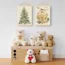 Boat Wades Gold Christmas Tree Ball Wall Art Poster Hanger Frame, Rustic Christmas Decor, Holiday Winter Xmas Bauble Tree Floral Wall Decor for Home Living Room Bedroom, 12x16 Inch Set of 2