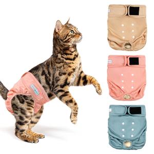 Langsprit Reusable Cat Diapers for Female and Male Cats,Washable Cat Kitten Incontinence Diapers for Male Cats Spraying,Pet Kitty Diapers for Large Medium Small Size