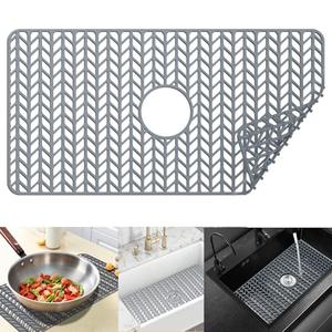 JOOKKI Sink Protectors for Kitchen Sink 12" 13" 16" 18" 19" 24" 26" 28" 29" 30",Silicone Kitchen Sink mats Protector for Bottom of Farmhouse(29.7"x15.5" Center)