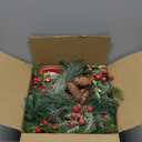 6 PCS 9" Small Christmas Norfolk Wreaths Mini Cabinet Wreaths for Kitchen with Red Berry Pinecone Cedar Bows Snowy Pine Wreath for Xmas Front Door Window Fireplace Home Table Pillar Stairs Decor