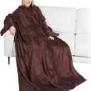 PAVILIA Wearable Blanket with Sleeves for Adult Women Men, Cozy Fleece Warm Wrap Throw with Arms, Gifts for Christmas, Wife (Brown)