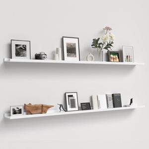 70.9 Inches Long Floating Shelves, 2 Set White Wall Shelf for Bedroom, Nursery Book Shelf with Lip, Picture Ledge Shelf for Wall Decor Living Room Bathroom Kitchen