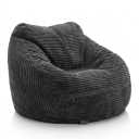 Oversized Corduroy Bean Bag Chair for Adults, Memory Foam Beanbag Sofa with 3 Pillows and Armrest, for Living Room, Bedroom, Dorm, No Assembly (Dark Grey)