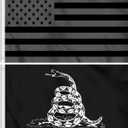 All Black Out American Flag - Don't Tread On Me Gadsden Flag 3x5 ft 2-Pack Wall Banners House Porch Yard Lawn Decorative Sign US Outdoor Flag with Grommets - Printed Polyester Fade Proof