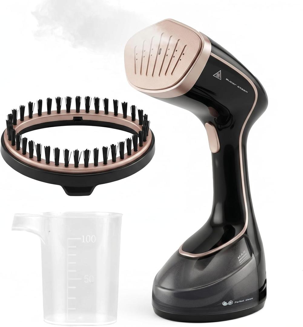 Clothes Steamer 1500W, Portable Steamer for Clothes with 20s Fast Heat, Large Detachable Tank, 3 Steam Modes, LED Display, Leak-Proof Travel Steamer, Handheld Steam Cleaner for Home and Travel (Black)